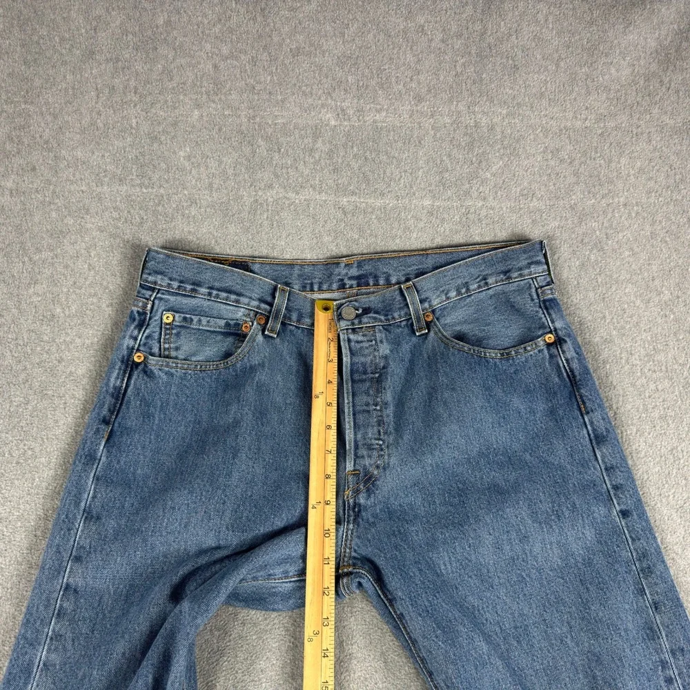 Levis 501 Mens Jeans Tag 34x34 Fits 36x34 Blue Denim Button Fly Straight Cotton